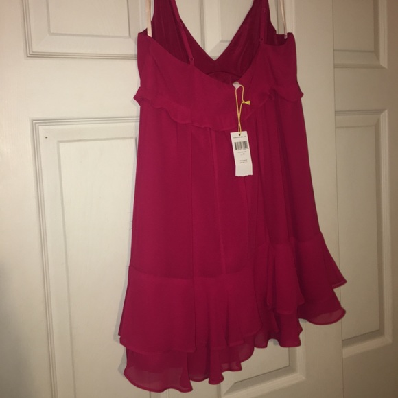BCBGeneration Flounce Slip Red Ruby Cocktail Dress - Picture 3 of 6